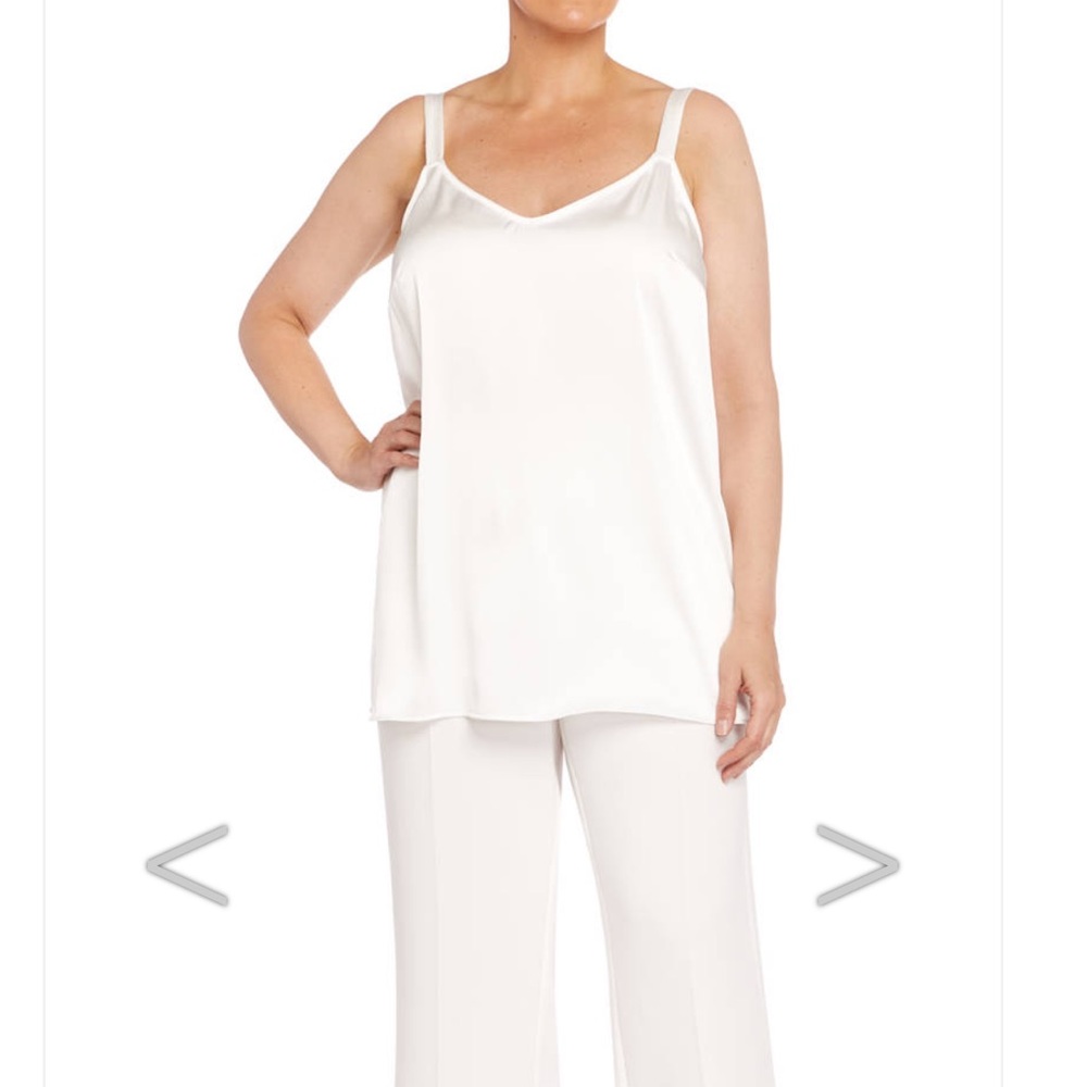 PERSONE by MARINA RINALDI Sleeveless Pullover Satin Camisole Top White XL